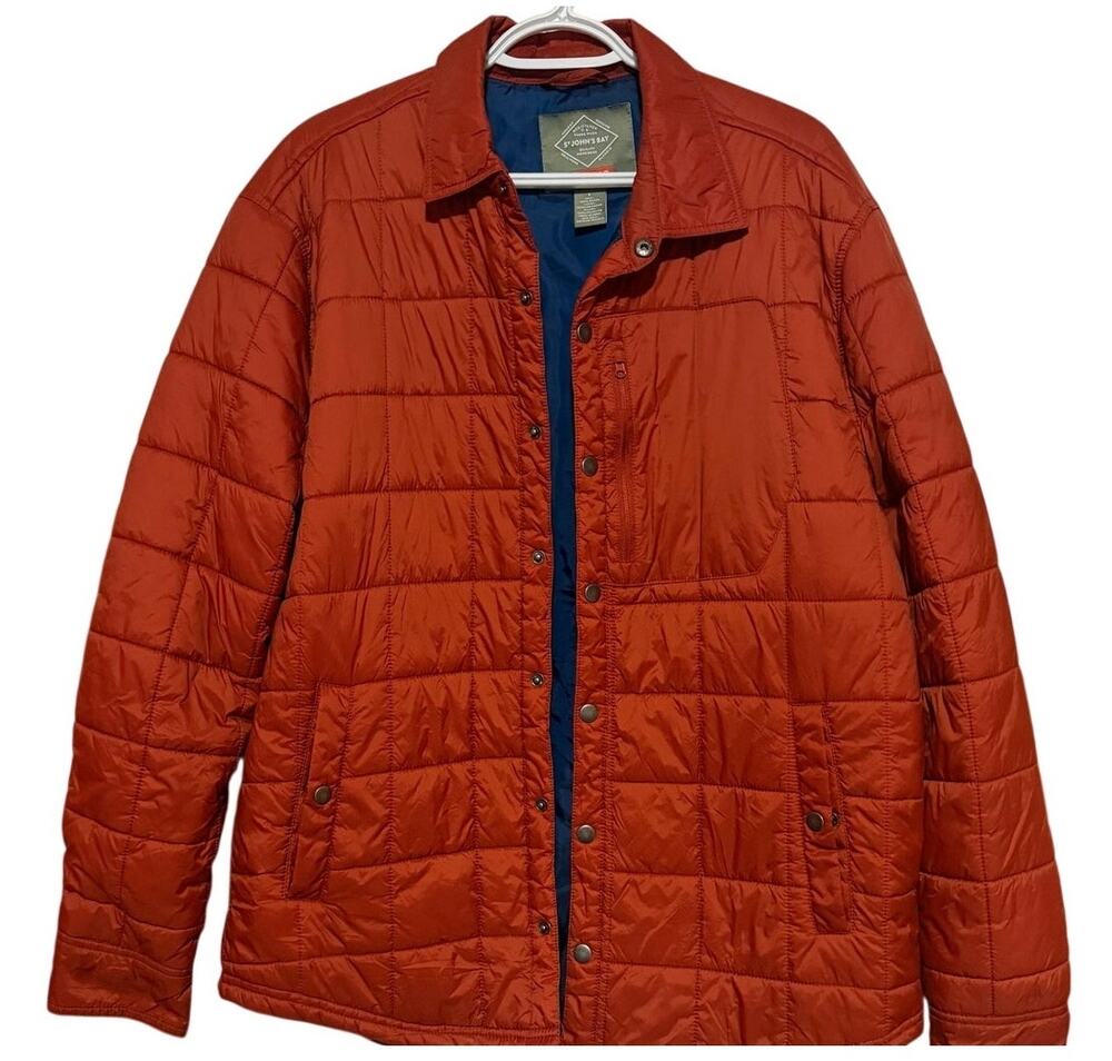 St.‎ John’s Bay Men's Outdoor Orange Quilted Front Snap Enclosure Jacket Size L